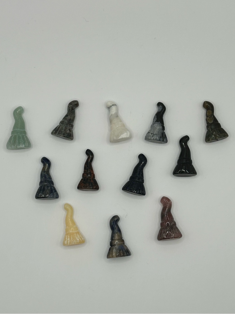 Crystal Witch Brooms in Assorted Materials (mini carvings)